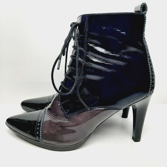 HISPANITAS Booties Lace-up Stiletto Heels Oxford Patent Leather Sz 6.5 | Eur 37 - Picture 7 of 14